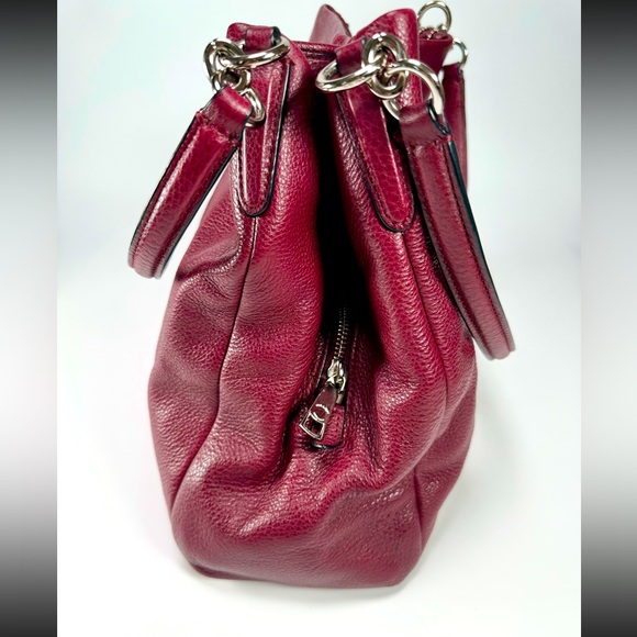 Coach Phoebe Shoulder Bag Pebble Leather in Magenta Red - Picture 4 of 16
